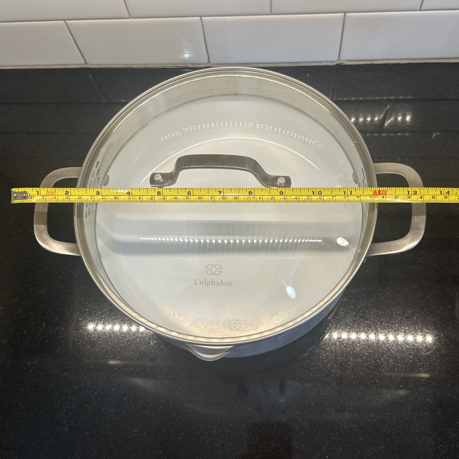 Calphalon Classic Anodized 5 Qt Stock Pot & Glass Lid 8785 Ceramic Non Stick USA