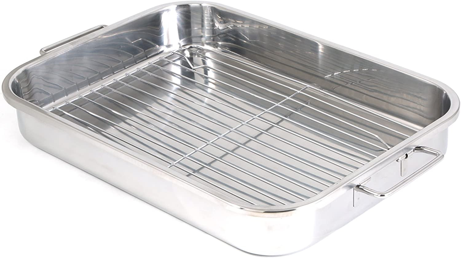 4-Piece Stainless Steel Lasagna Roasting Pan Set w Racks 12.5×9.5 16.5×12