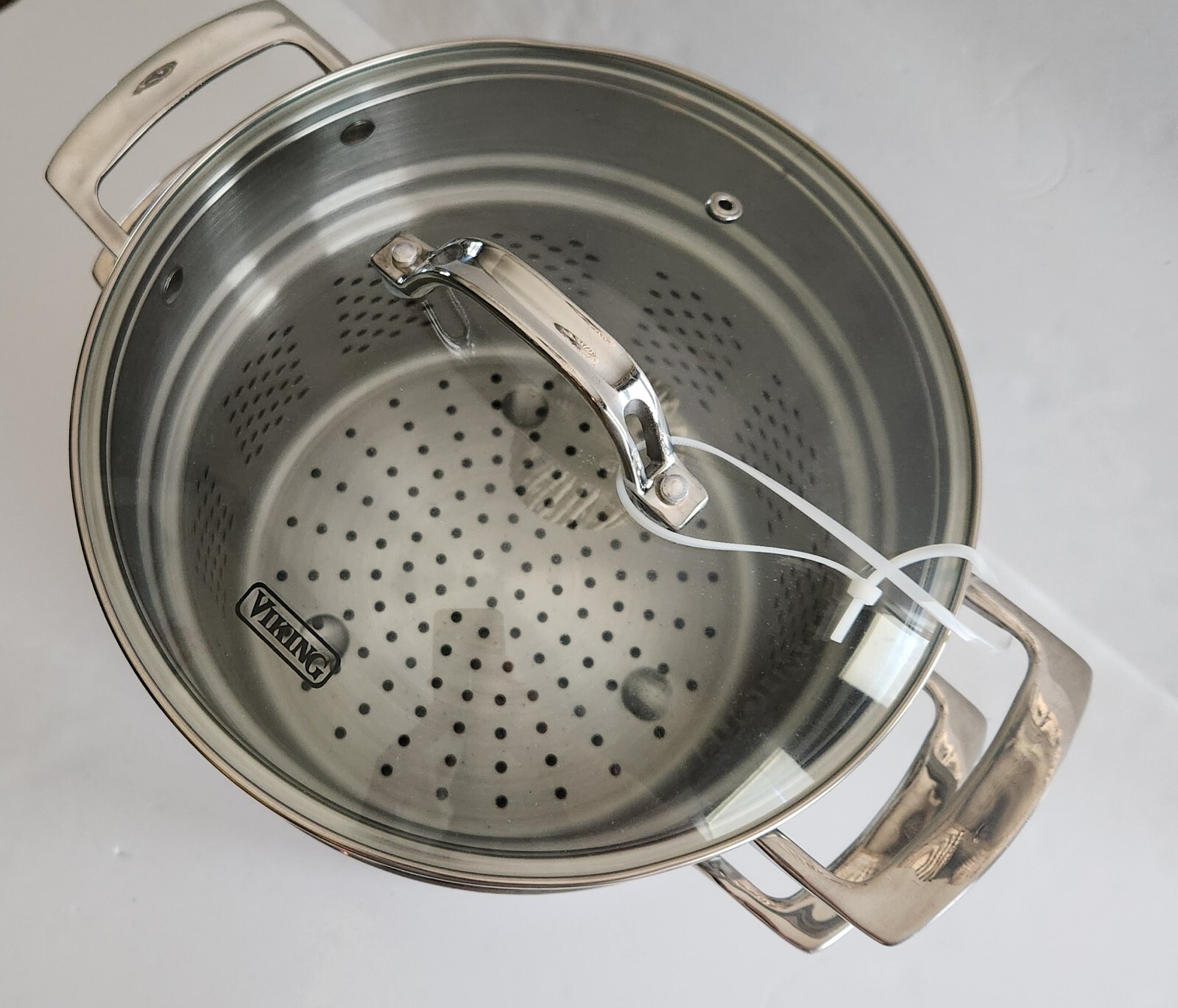 Viking 3-Ply Stainless Steel Stock Pasta Pot, Glass Lid 8 Qt/7.5L 9” D -NEW-