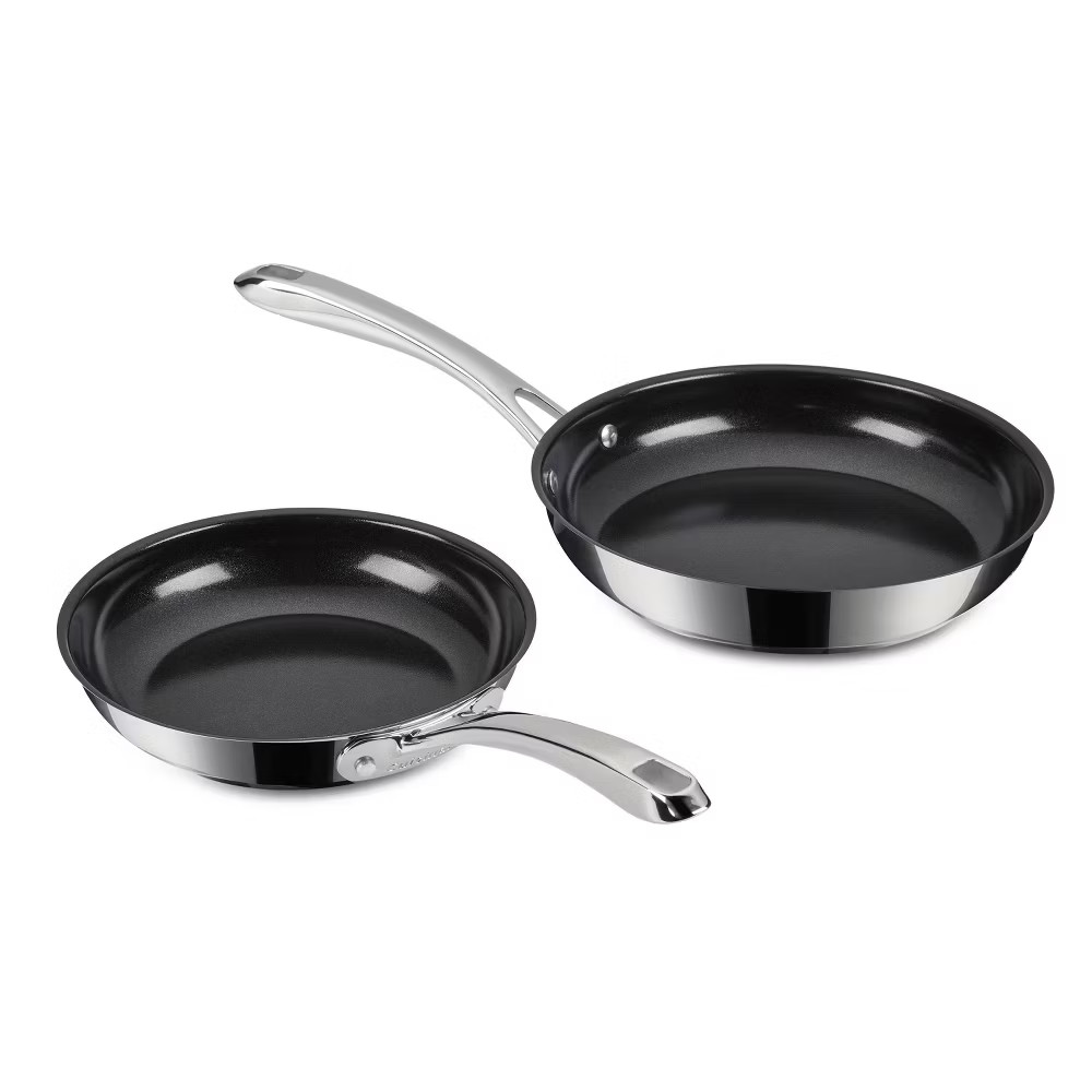 Cuisinart Classic 2pc (8″ and 10″) Stainless Steel and Ceramic Nonstick Fry