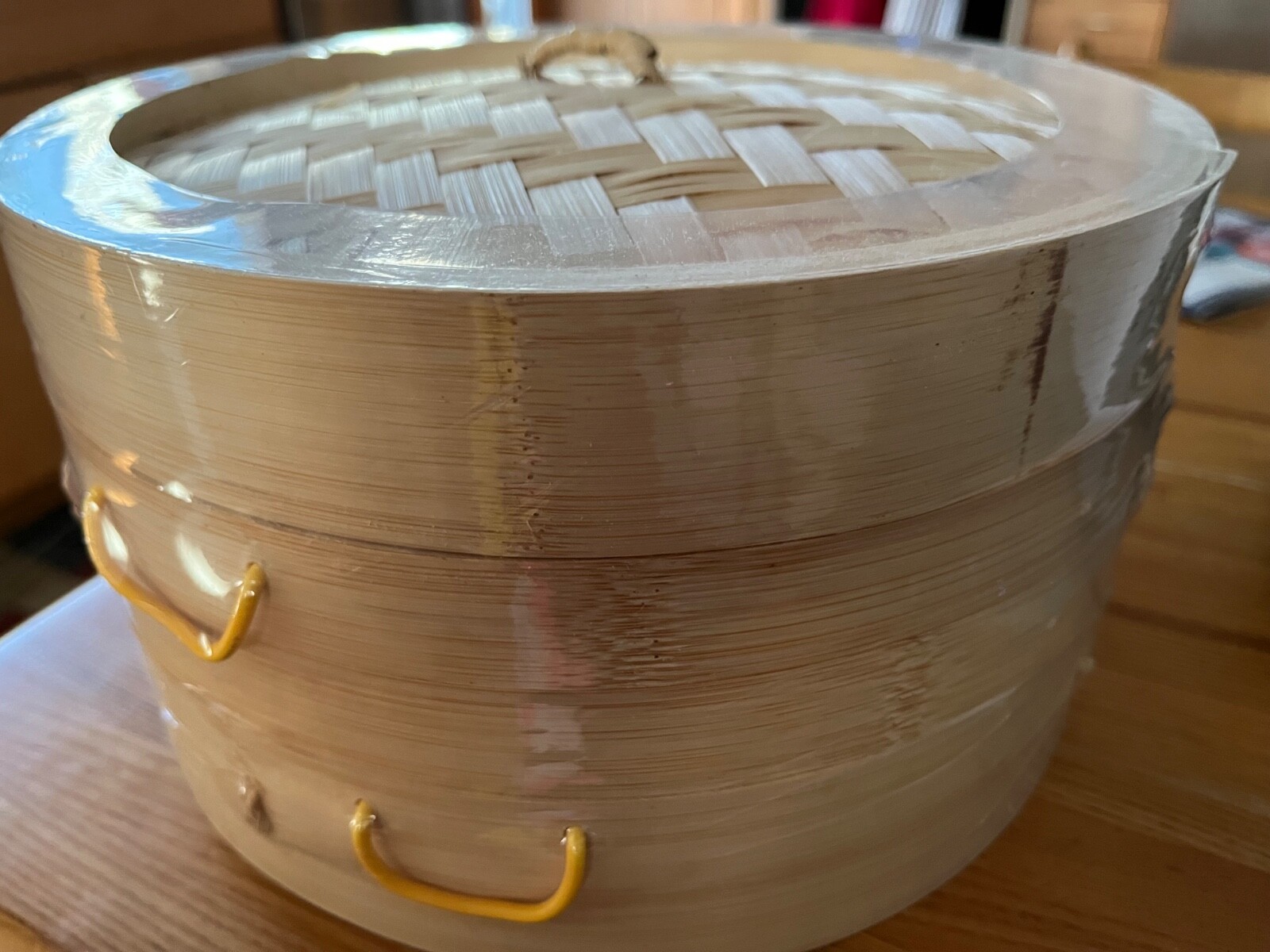 Natural Bamboo Steamer 2 tier 10” w/ 4 sets of chopsticks.