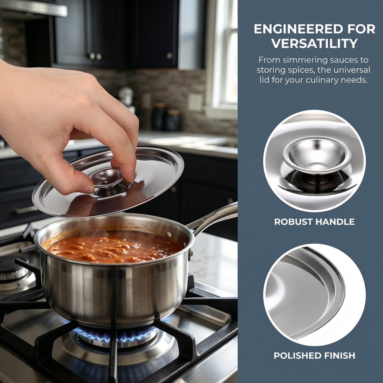 Universal Stainless Steel Pot Lid, 5 Inch Pan Cover for Small Saucepan Season…