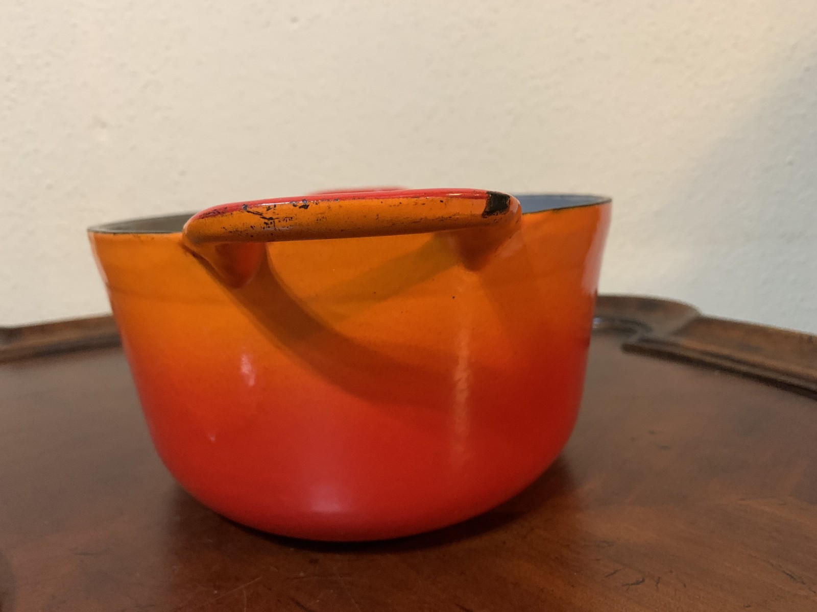 Descoware Cast Iron Enameled Flame Orange Oval Dutch Oven 4 qt Casserole Belgium