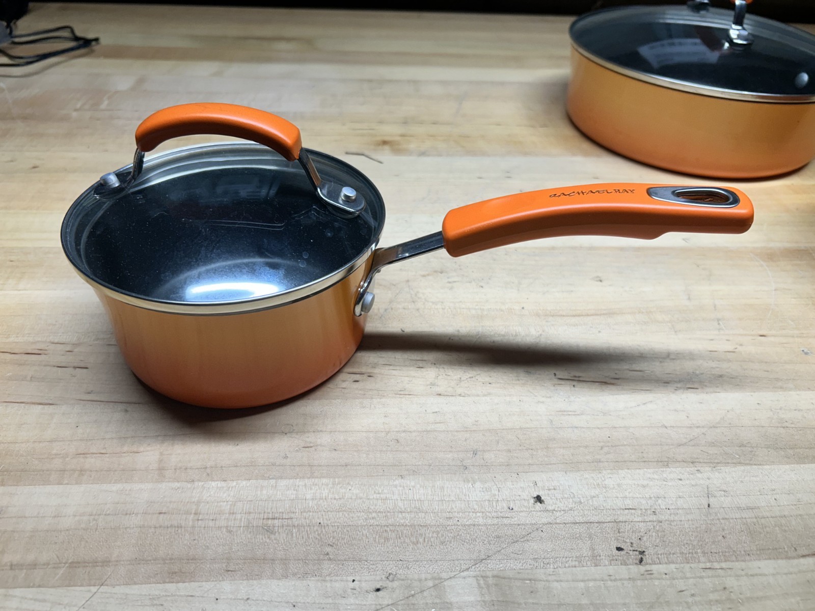 RACHAEL RAY Cookware Orange Ombre’ 3 PAN SET w/ Lids
