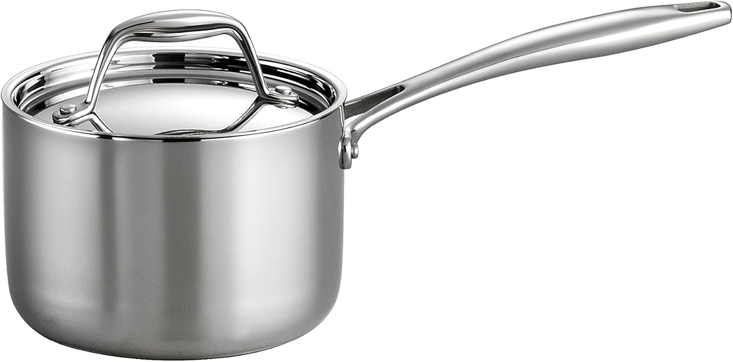 Signature Tri-Ply Clad Stainless Steel 1.5-Quart Sauce Pan with Lid, Inductio…