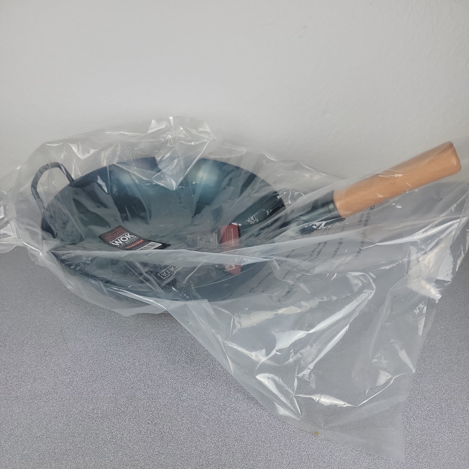 13.5” Blue Carbon Steel Wok Pan – Pre-Seasoned Flat Bottom Wok Yosukata