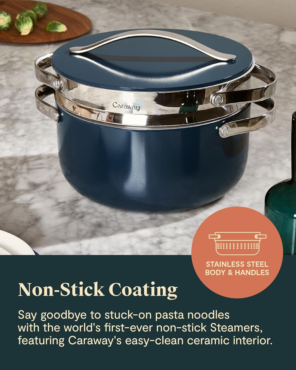 Large Stainless Steel Steamer with Handles – Non Stick & Non Toxic Coating