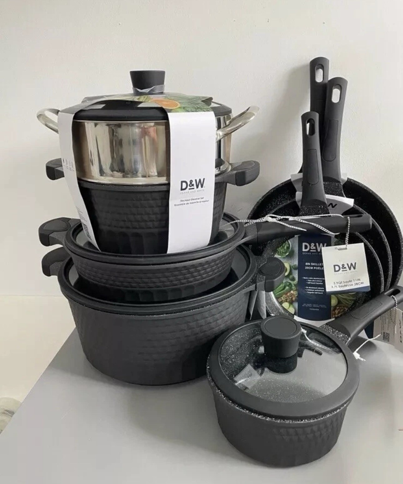 D&W Deane & White Cookware Collection Set 12 Pc Black Color Casserole Pan Set
