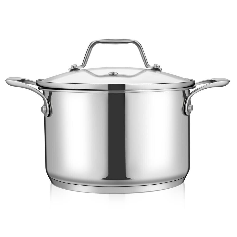 NutriChef Stainless Steel Cookware Soup Pot- 3 Quart, Heavy Duty Induction Pot