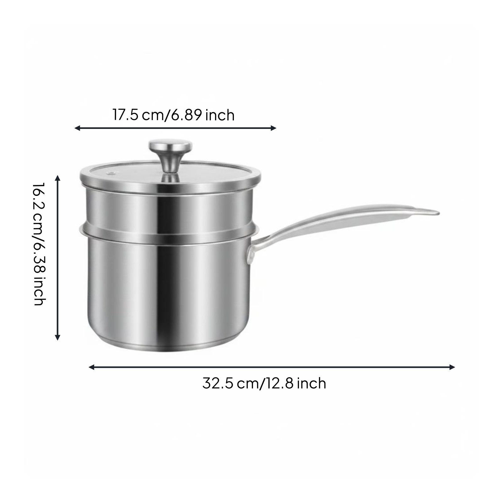 316 Stainless Steel Pot Induction Compatible Lidded Milk Pan Rust Resistant