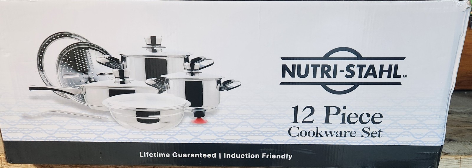 Nutri Stahl Induction Friendly Cookware Set, Size: 12-Piece, Color: Silver