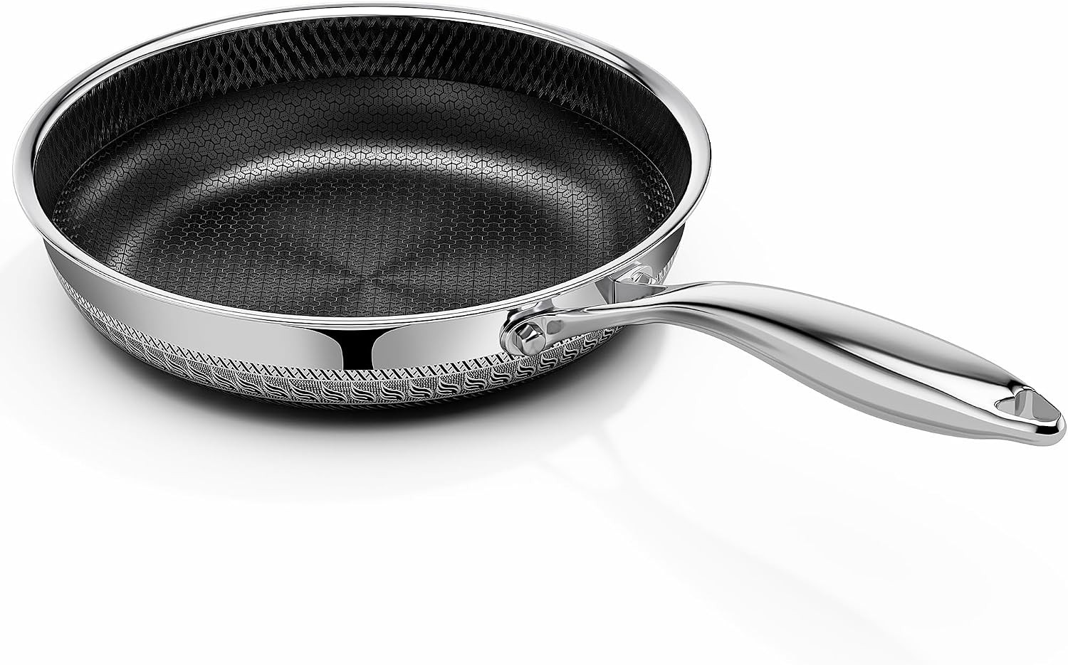 8 Inch Nonstick Frying Pan with Lid, Titanium Ceramic Tri-Ply Stainless Steel No