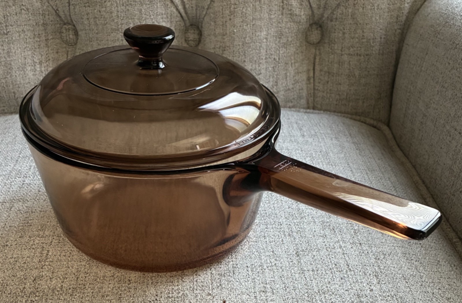 Corning Pyrex Visions Amber 1 1/2 Quart 1.5 Covered Saucepan pan & Lid V-1.5-C