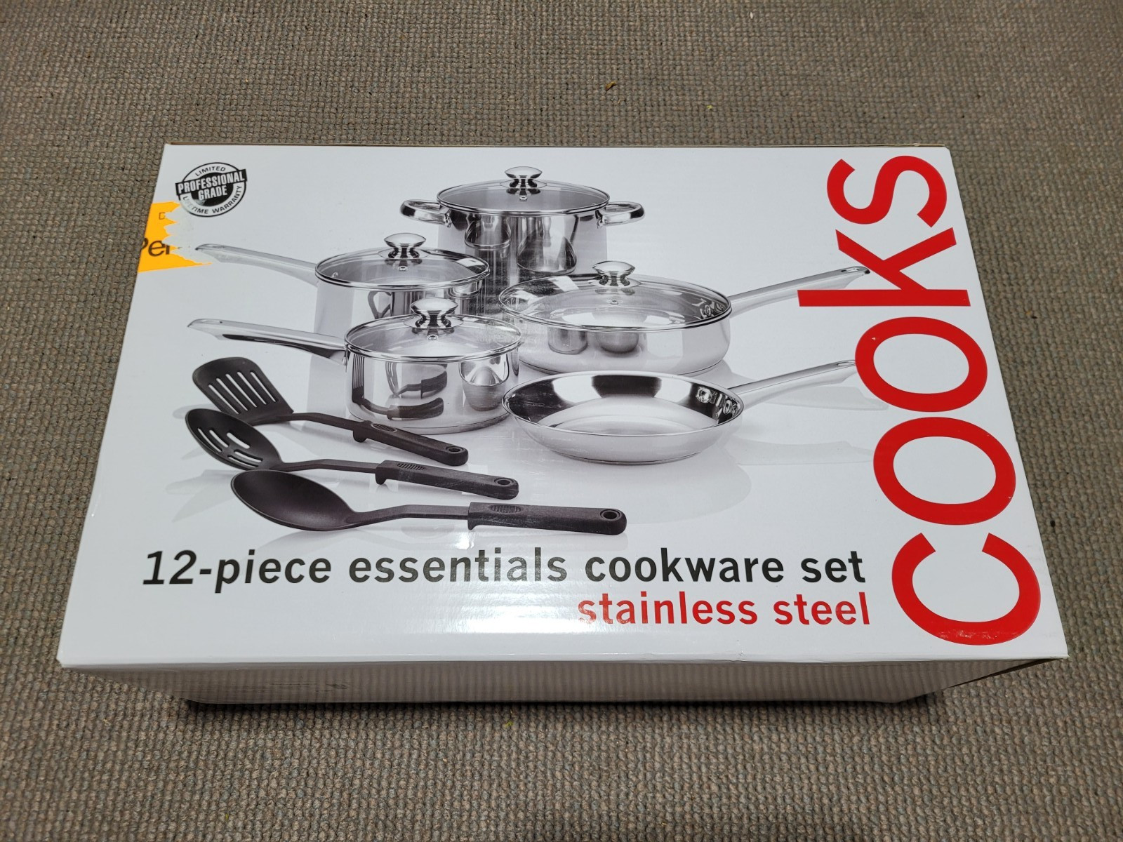 Cooks Essentials Stainless Steel Cookware 12 Piece Set Sauce Fry Pan Dutch Oven