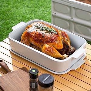 Baking Dish, 9×13 White Casserole Dish with Lid, Ceric Baking Dish for