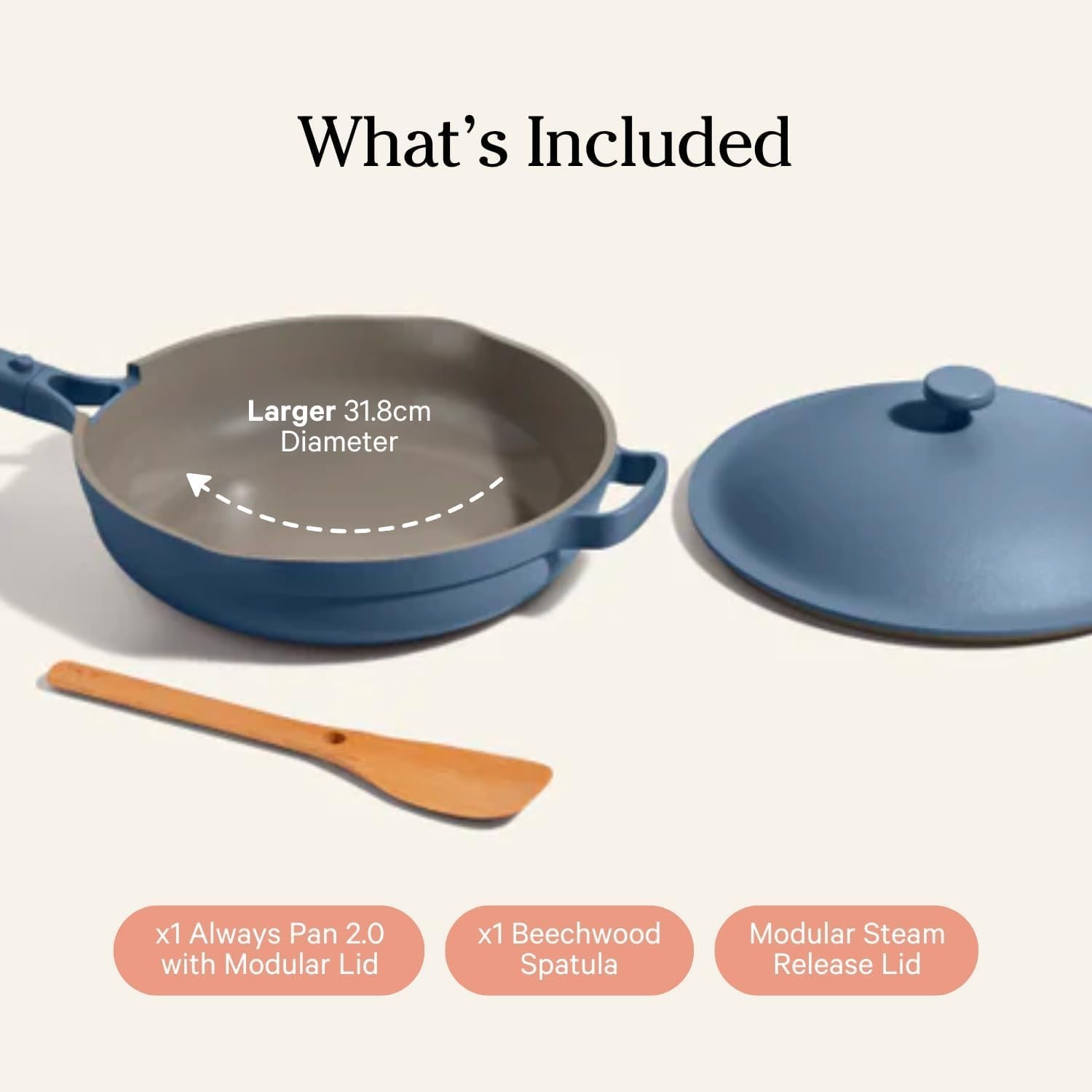 Our Place Large Always Pan | 12.5″ Ceramic Pan with Modular Lid & Beechwood