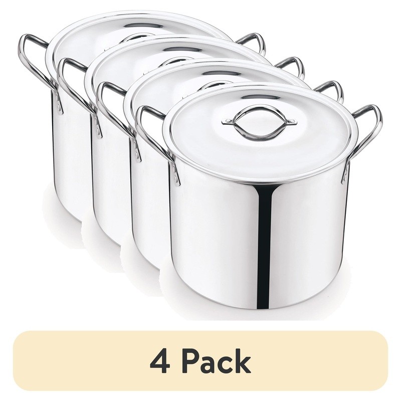 8Qt Stainless Steel Stock Pot Metal Lid Stay-Cool Handles Ideal Soup Pasta New