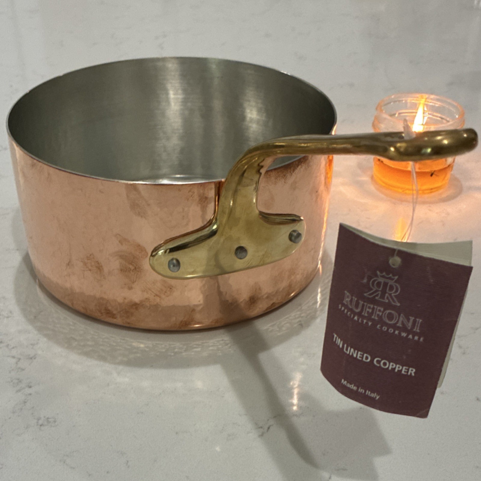 Ruffoni Tin Lined Copper Saucepan 20cm Brass Handle Made in Italy 110420