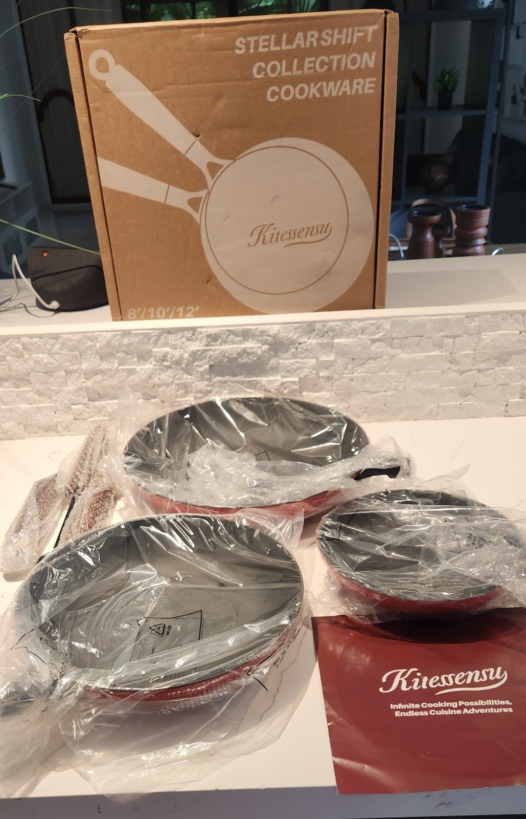 Kitessensu Stellar Shift 3-Piece 8/10/12 in Nonstick Pan Set Red