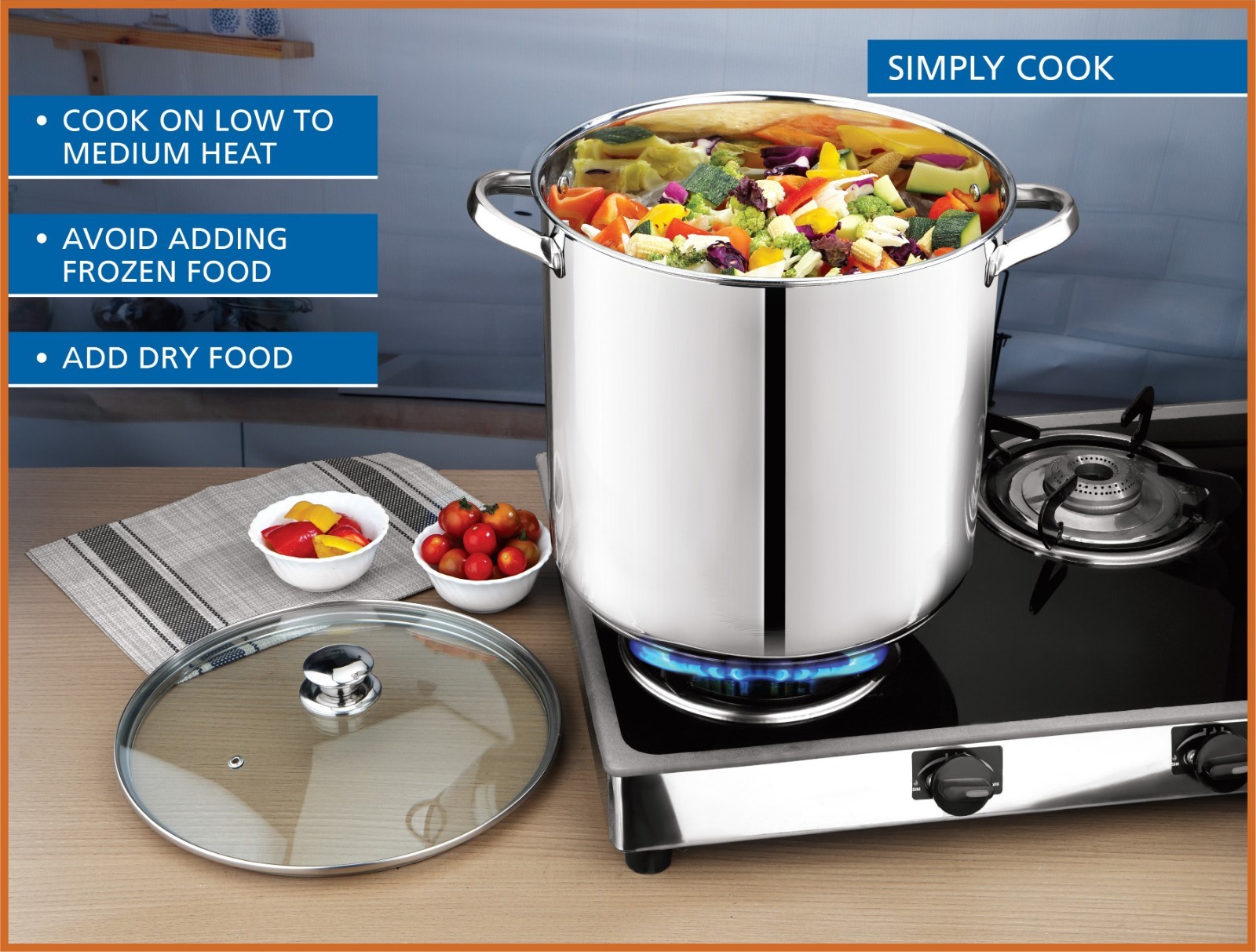 Mainstays Stainless Steel 20-Quart Stock Pot with Glass Lid