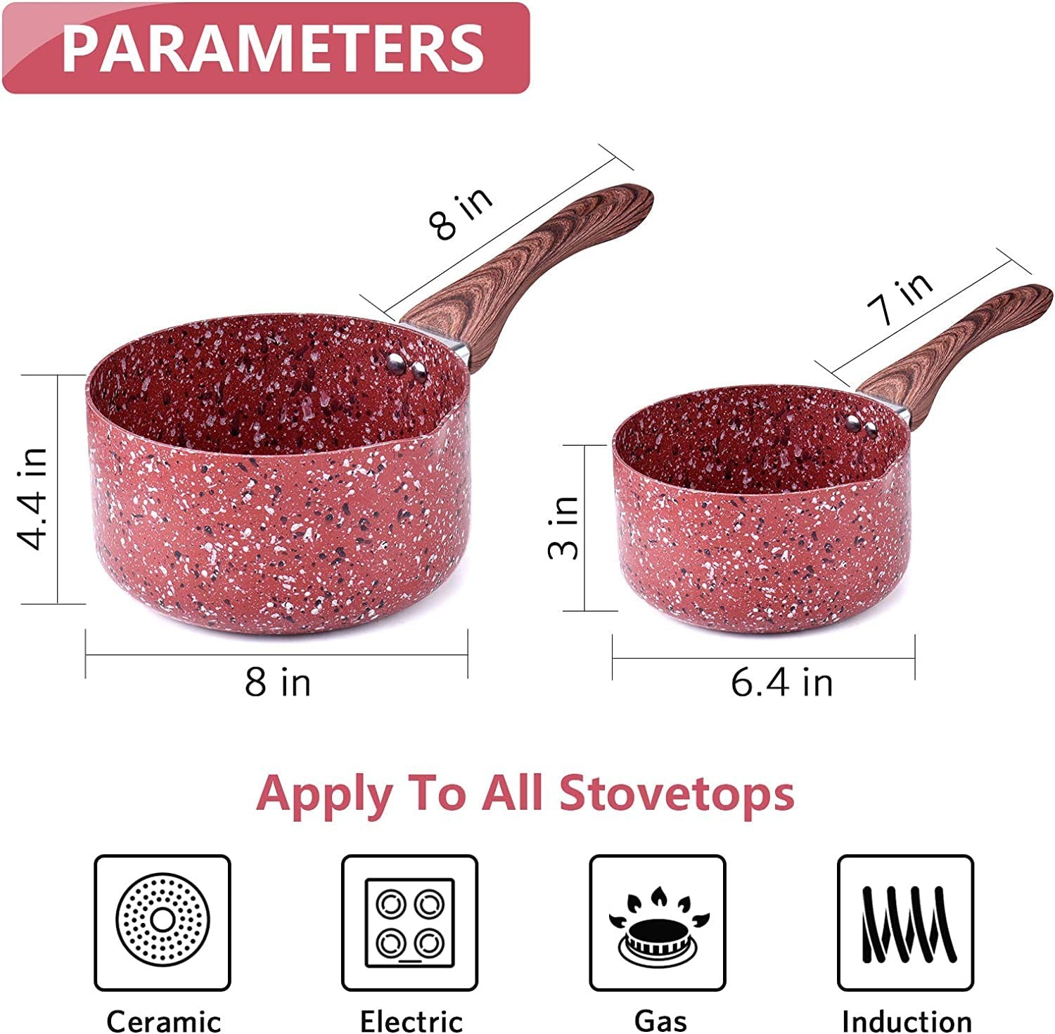 KOCH SYSTEME CS Nonstick Saucepan Set with Lid – 1.5 Quart & 3 Quart Stone Deriv