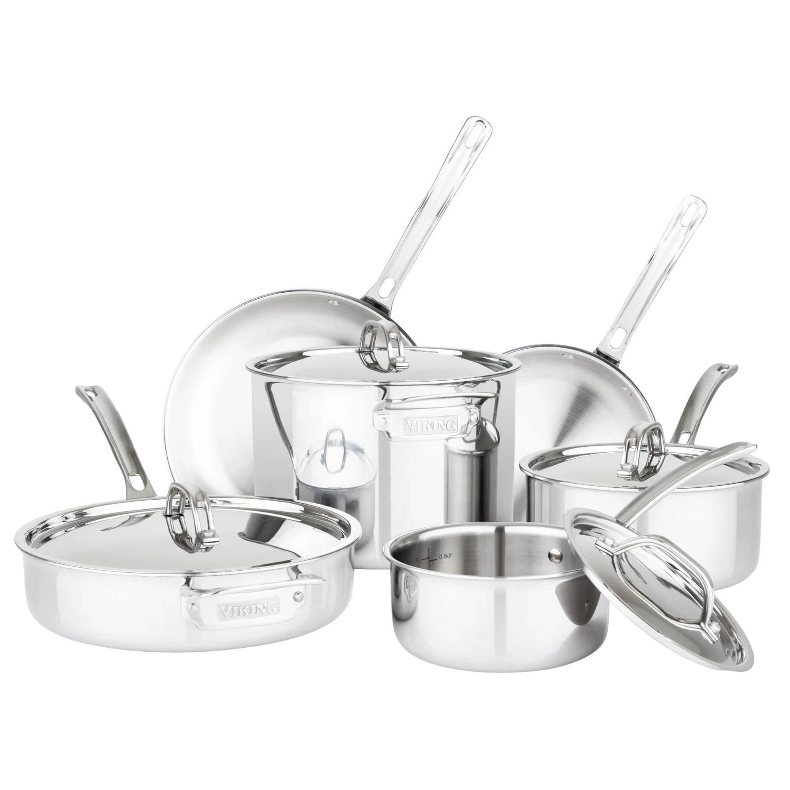 Viking 3-Ply Clad Stainless Steel Cookware Set 10-Piece Induction Oven Safe New