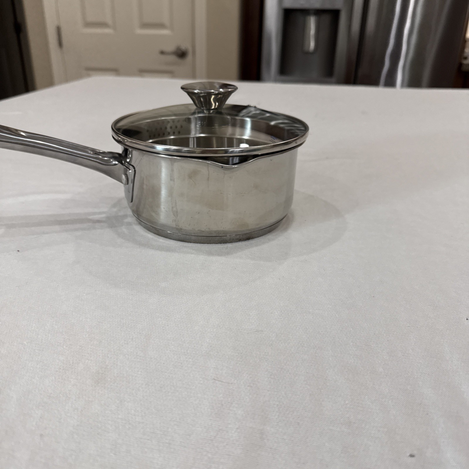 WEAREVER Stainless 1.5 Qt Double Spout/Strainer in Lid Sauce Pan Quality Pot