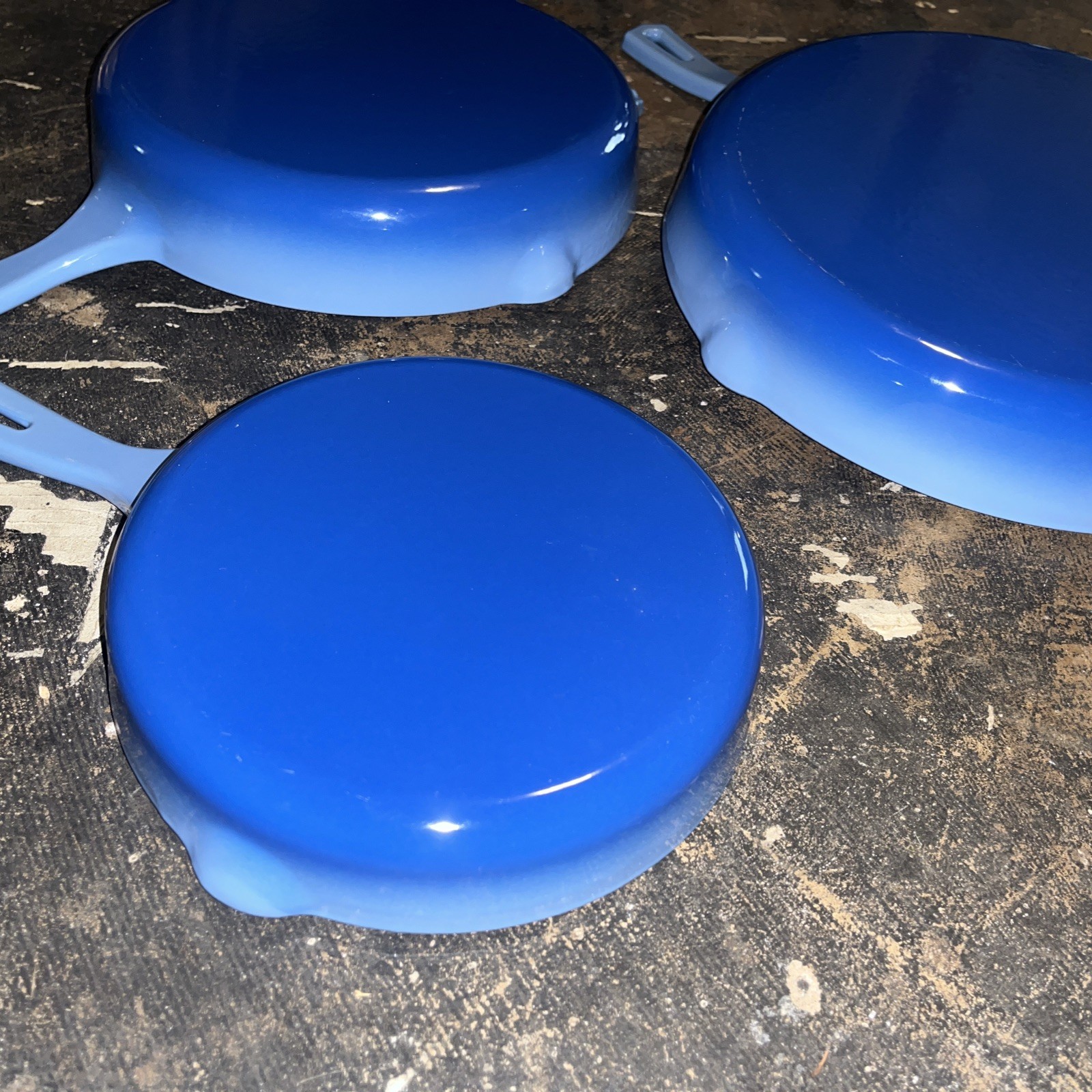 Set 3 Bruntmor Enameled Cast Iron Skillets 8, 10, 12in Blue Nonstick Pans New!