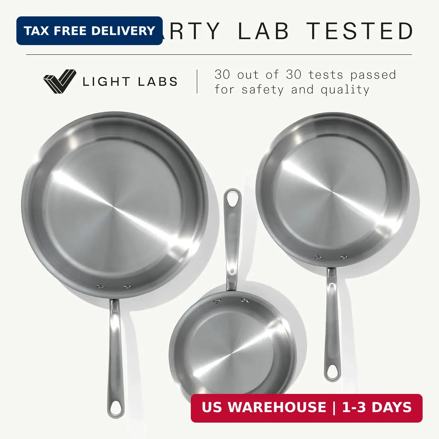 Made In Cookware | 3-Piece (Includes 8″,10″,12″) Stainless Frying Pan Set | 5 Pl