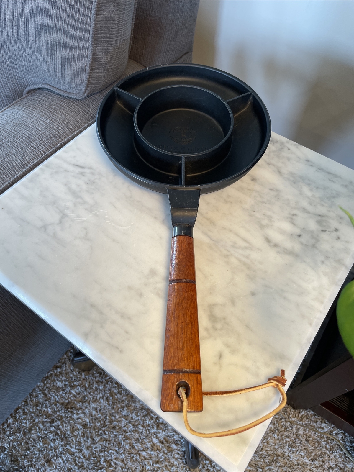 Vintage NORDIC WARE Crepes ‘N Things Crepe Pan Wooden Handle Black Cast Aluminum