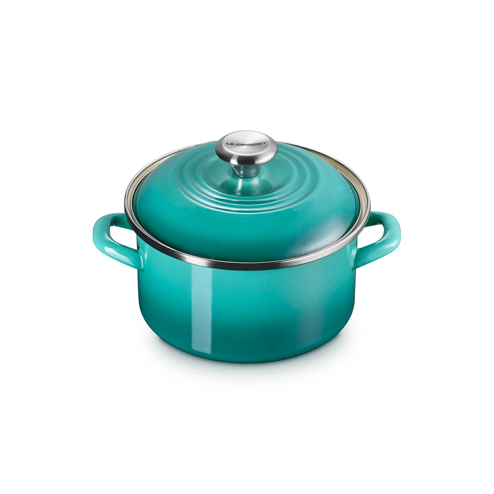 Le Creuset EOS Casserole 20cm 3.7L Blue Rivier Silver Knob Enamel on Steel New