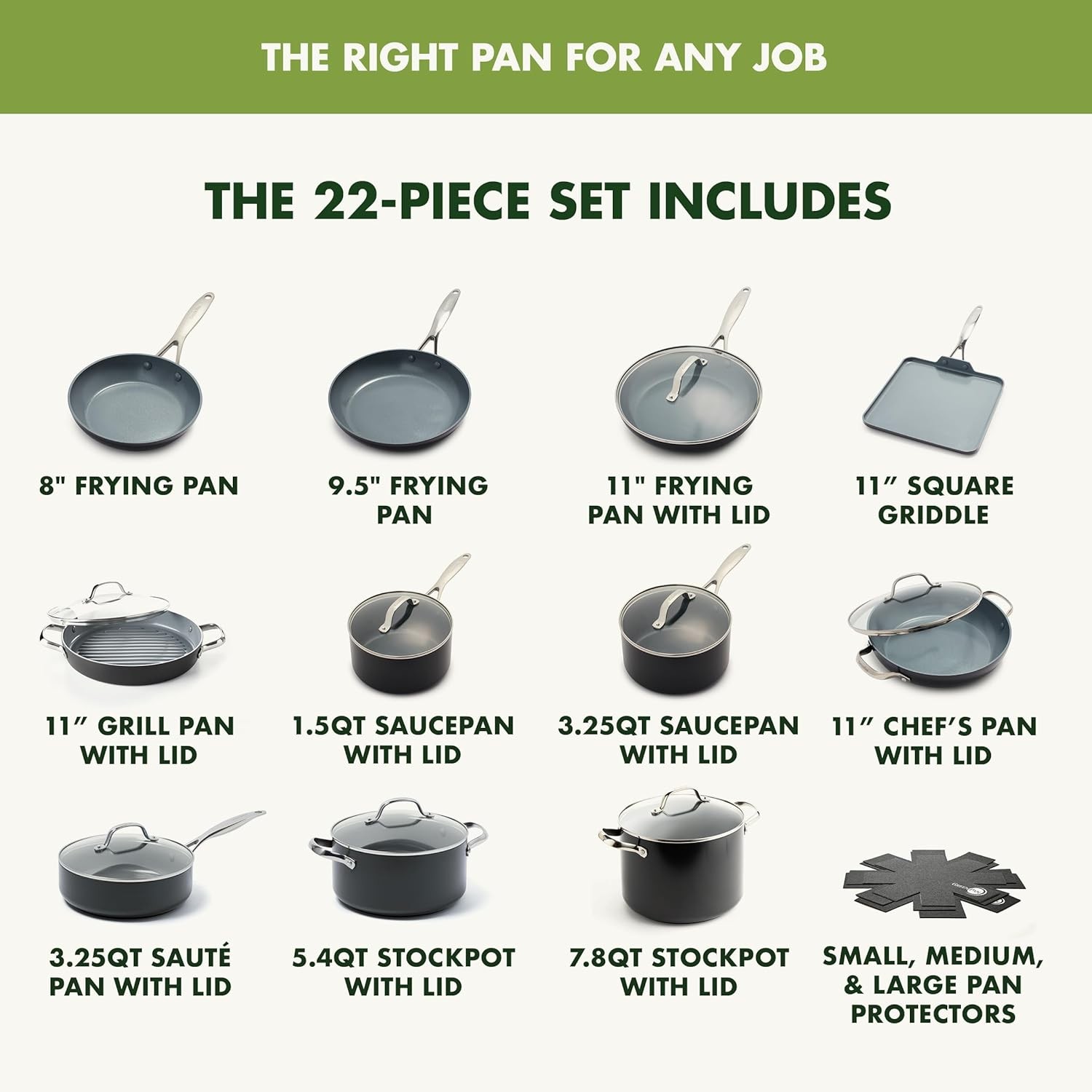 GreenPan Valencia Pro Ceramic Nonstick 22 Piece Cookware Set, Hard Anodized PFAS