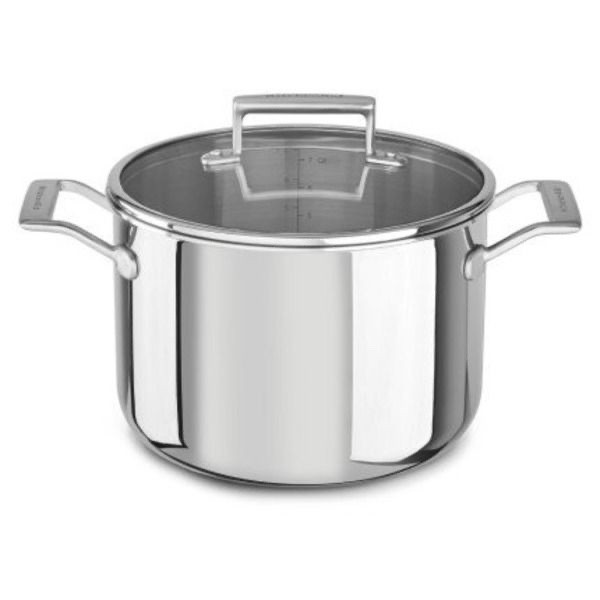KitchenAid 12 Qt 3-Ply Stainless Steel 11″ Stock Pot w/ Lid New In Box Cookware