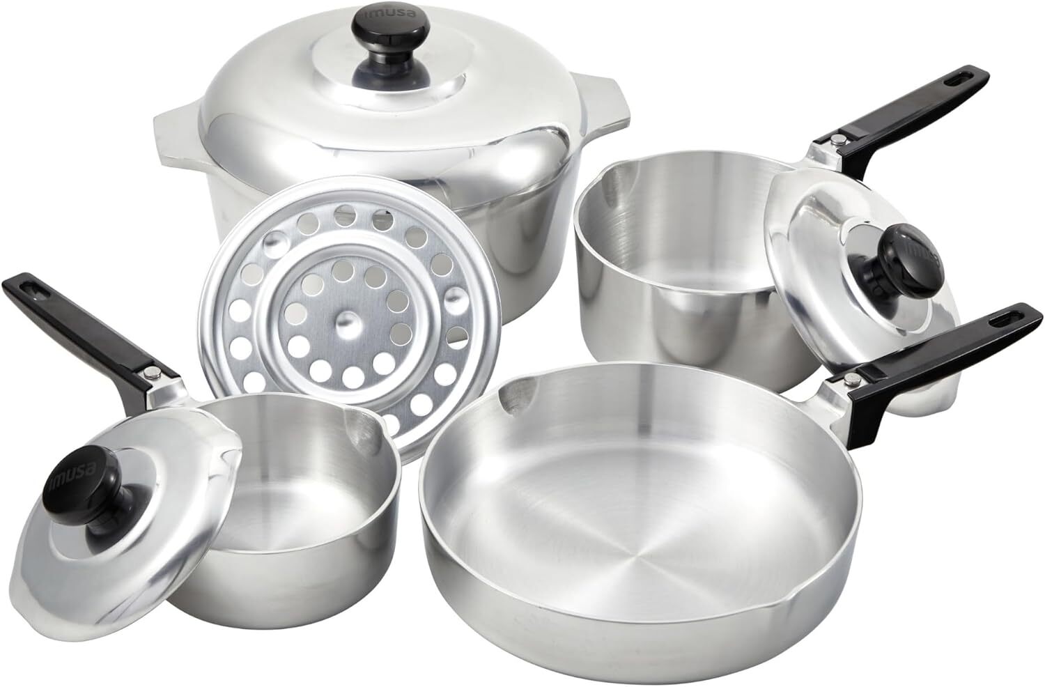 USA Heavy Duty 8-Piece Cast Aluminum Cajun Cookware Set, Silver