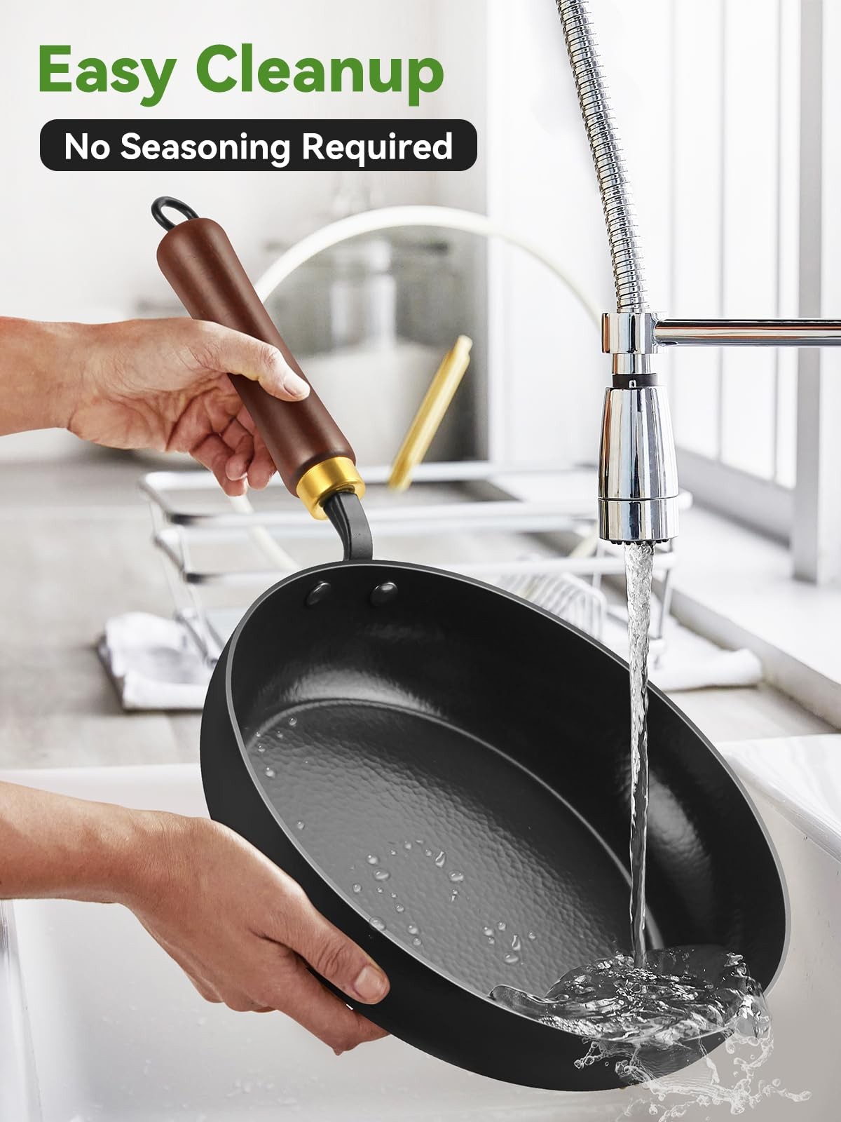 Carbon Steel Skillet, 11-Inch Nonstick Frying Pan, Season-Free Enameled Carbo…