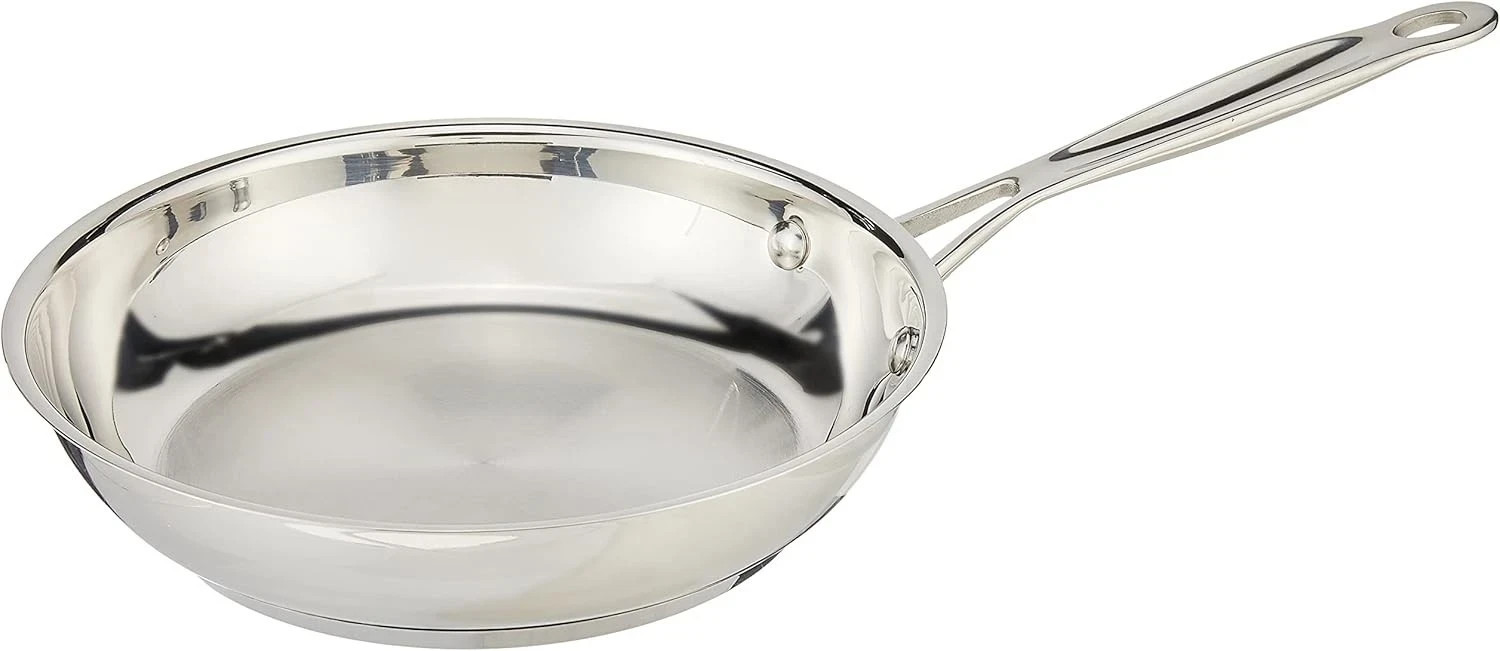 Cuisinart 8-Inch Open Skillet, Stainless Steel Skillet with Lid, Large Kitchen P