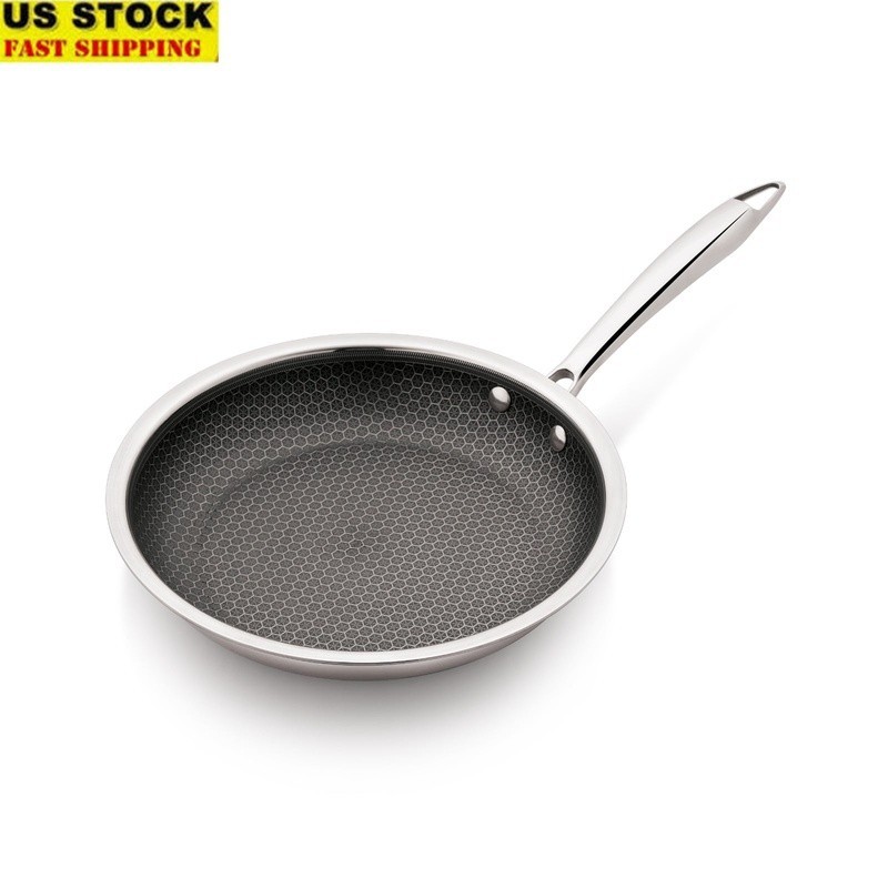 10 Inch Tri-Ply Hybrid Non-Stick Fry Pan Honeycomb Surface Cool Touch Design New