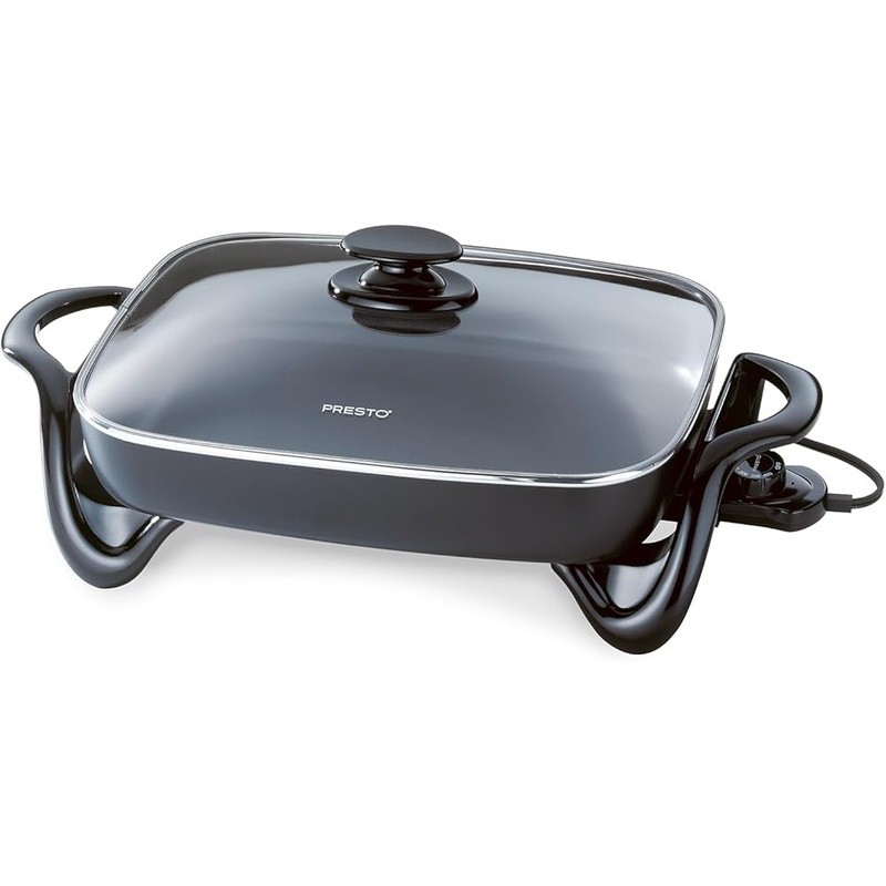 Versatile Electric Skillet Nonstick Cooking Pan W/ Tempered Glass Cover 1500W US