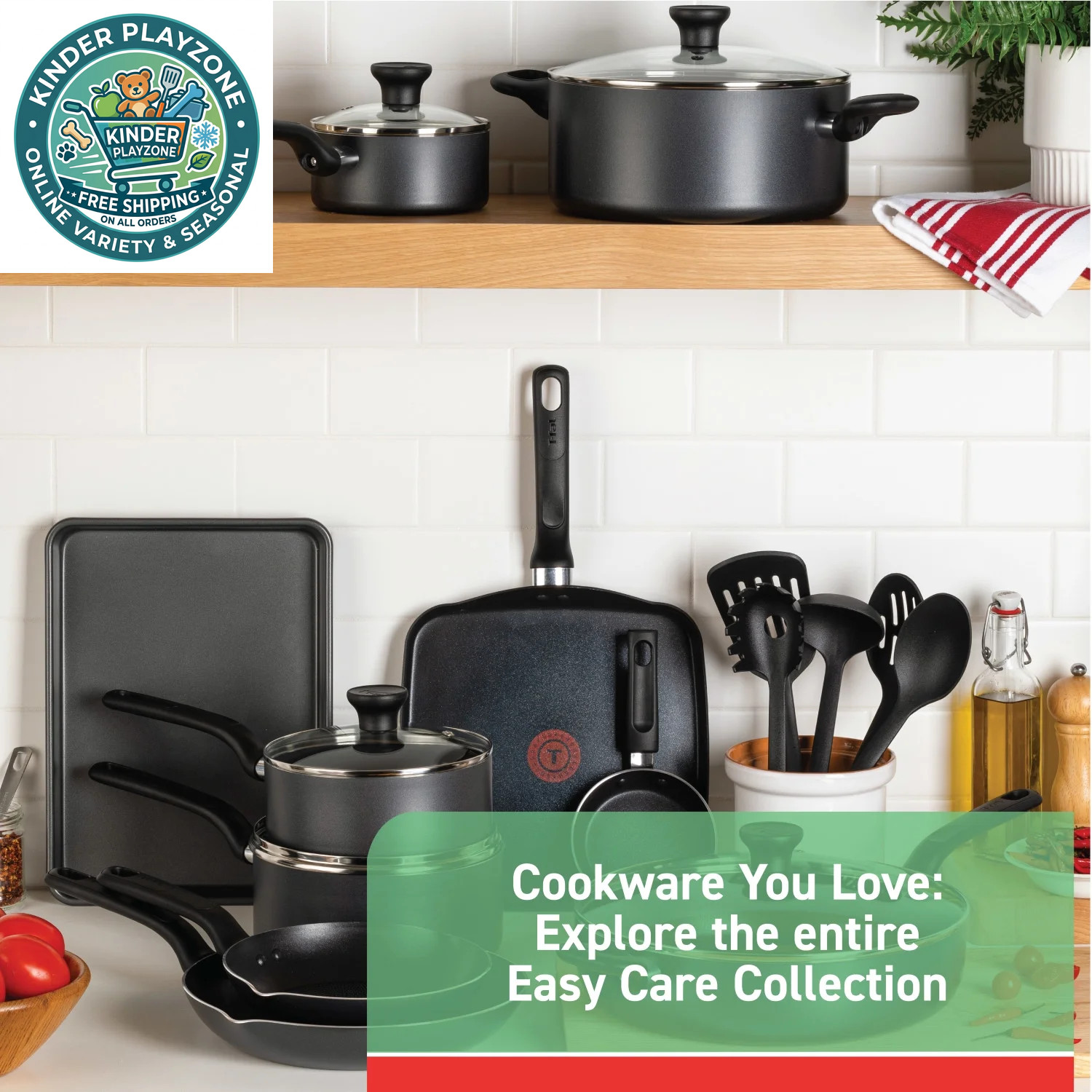 T-fal Ultimate Hard Anodized Nonstick 20 Piece Cookware Set, Grey