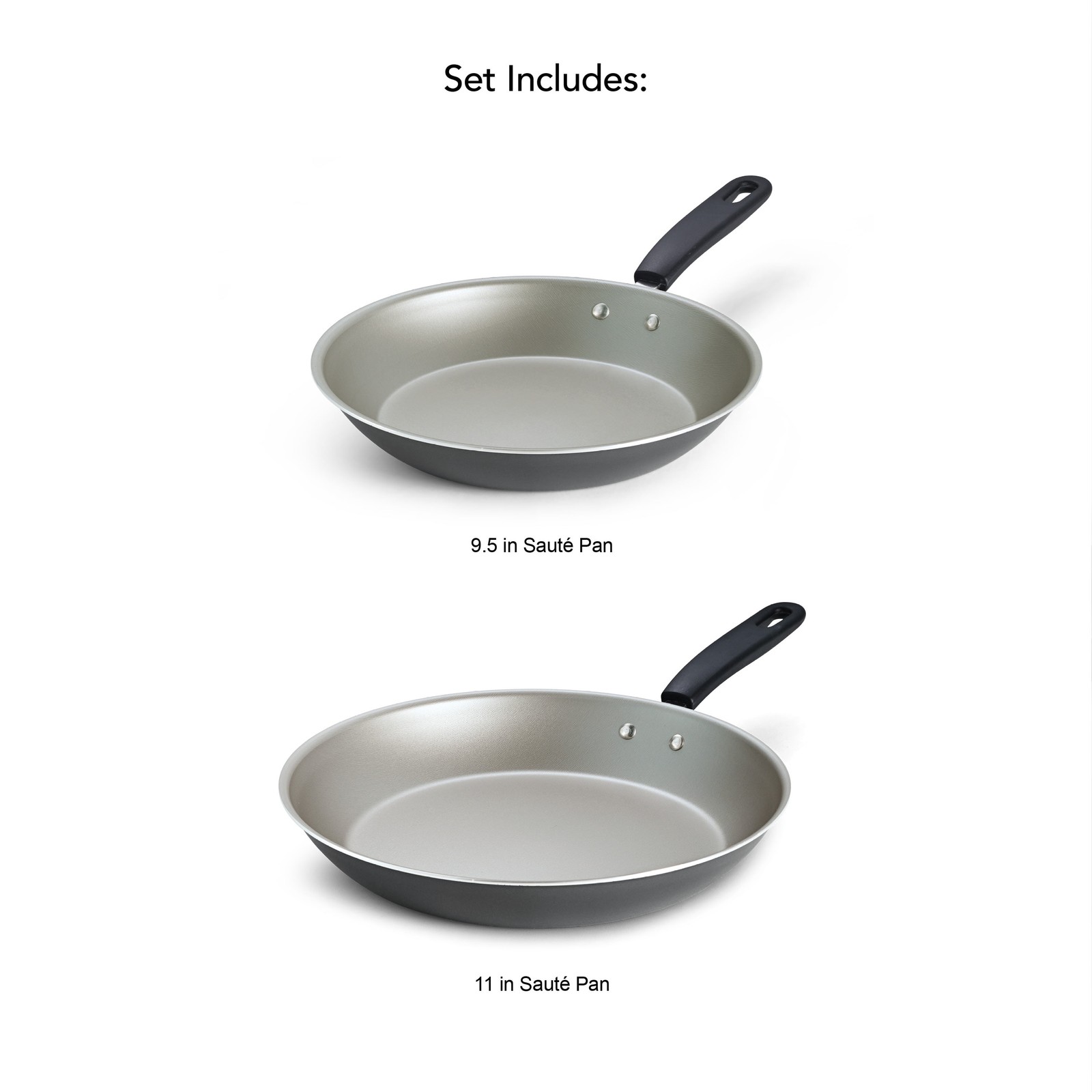 2-Piece Nonstick Fry Pan Set,9.5-Inch and 11-Inch Asphalt