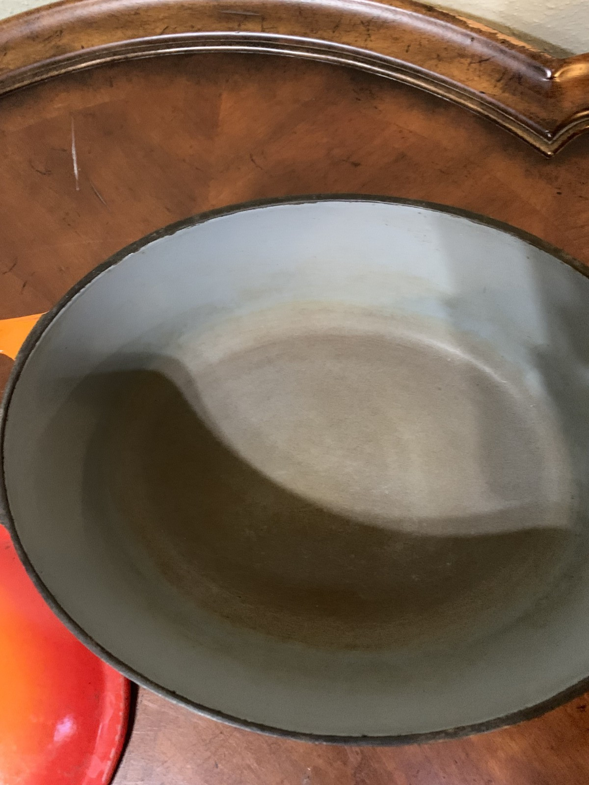 Descoware Cast Iron Enameled Flame Orange Oval Dutch Oven 4 qt Casserole Belgium
