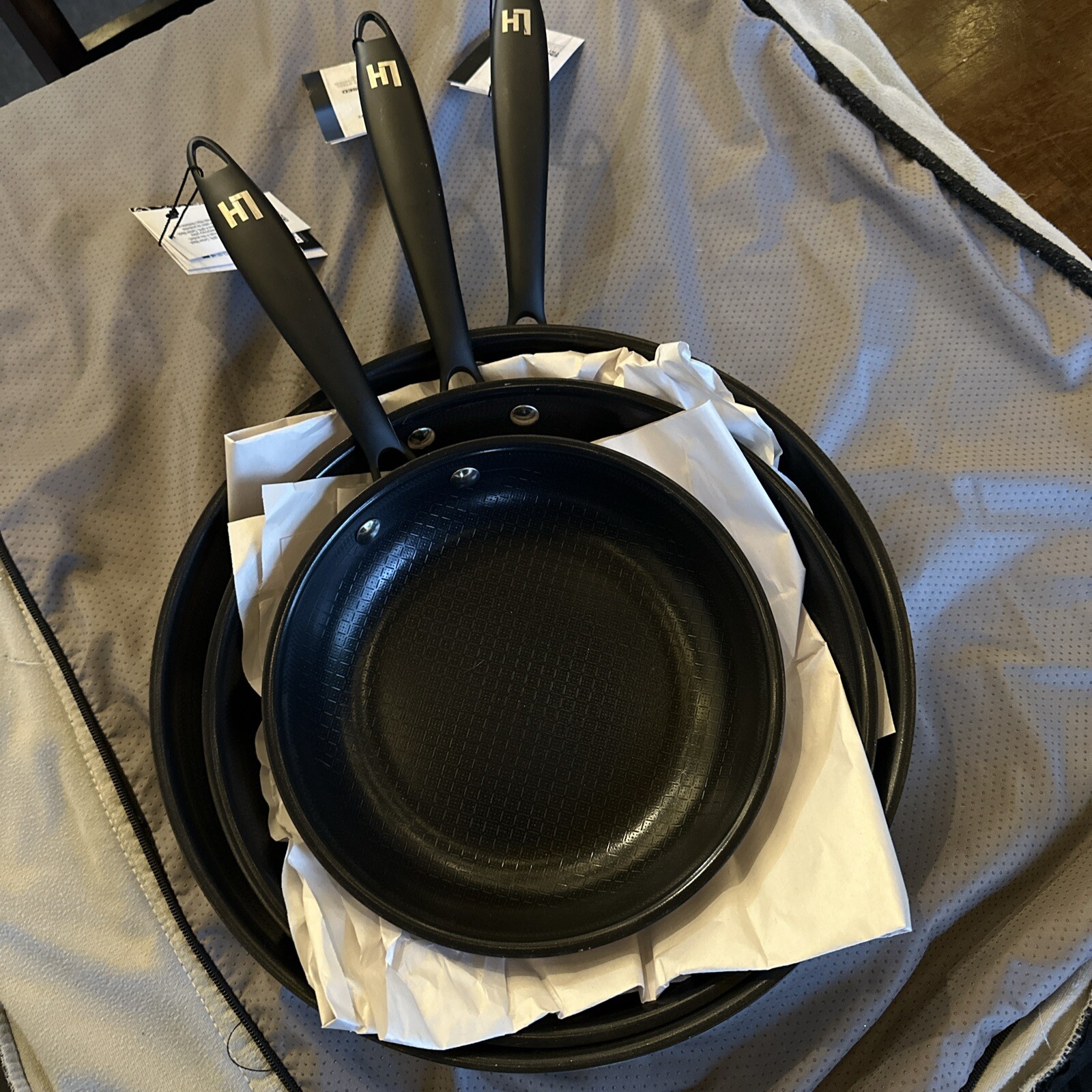 LEXI HOME Frying Pan 3 Piece Stainless Steel Nonstick Heavy Duty Black 8,10,12in