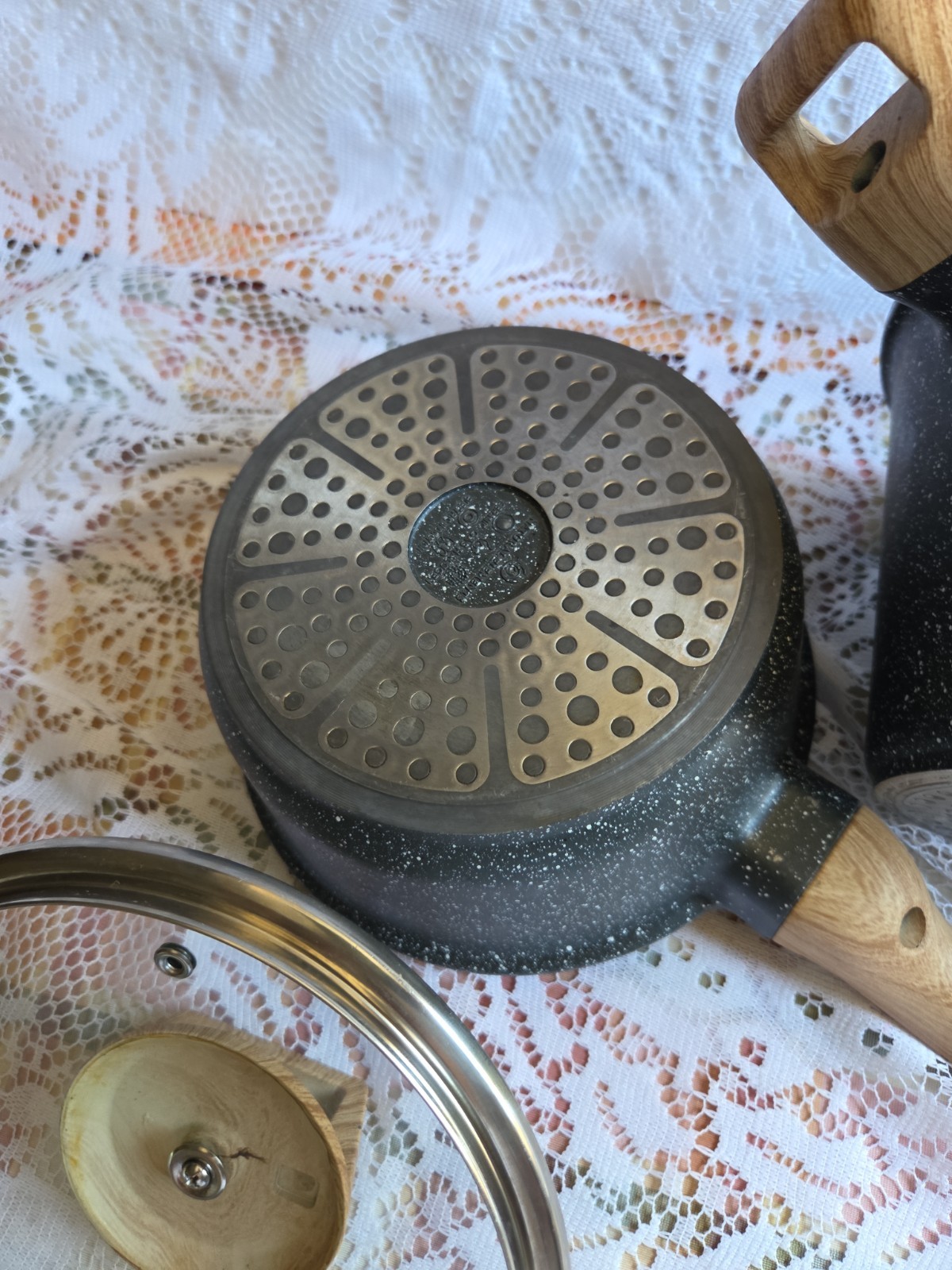 Natural Elements Woodstone Premium Saucepan Nonstick With Lids Lot Of 2