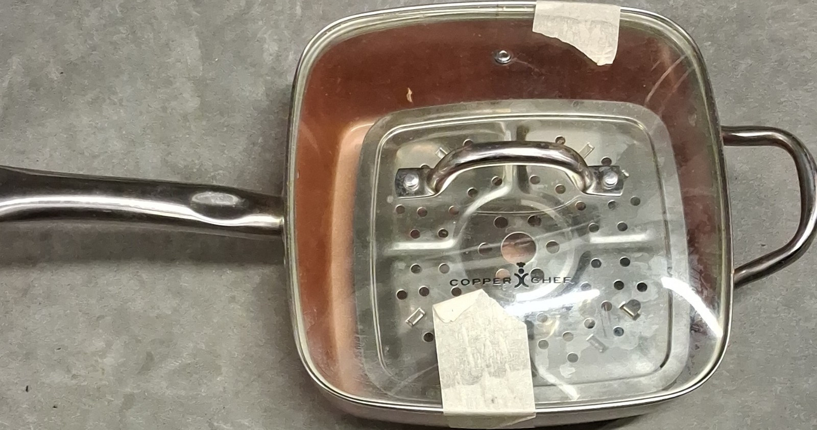 Copper Chef 11″ Square Non-Stick Frying Pan Skillet w/ Glass Lid