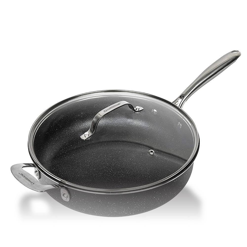 Granitestone Deep Saute Pan 5.5 Qt Nonstick Diamond-Infused Aluminum Glass Lid