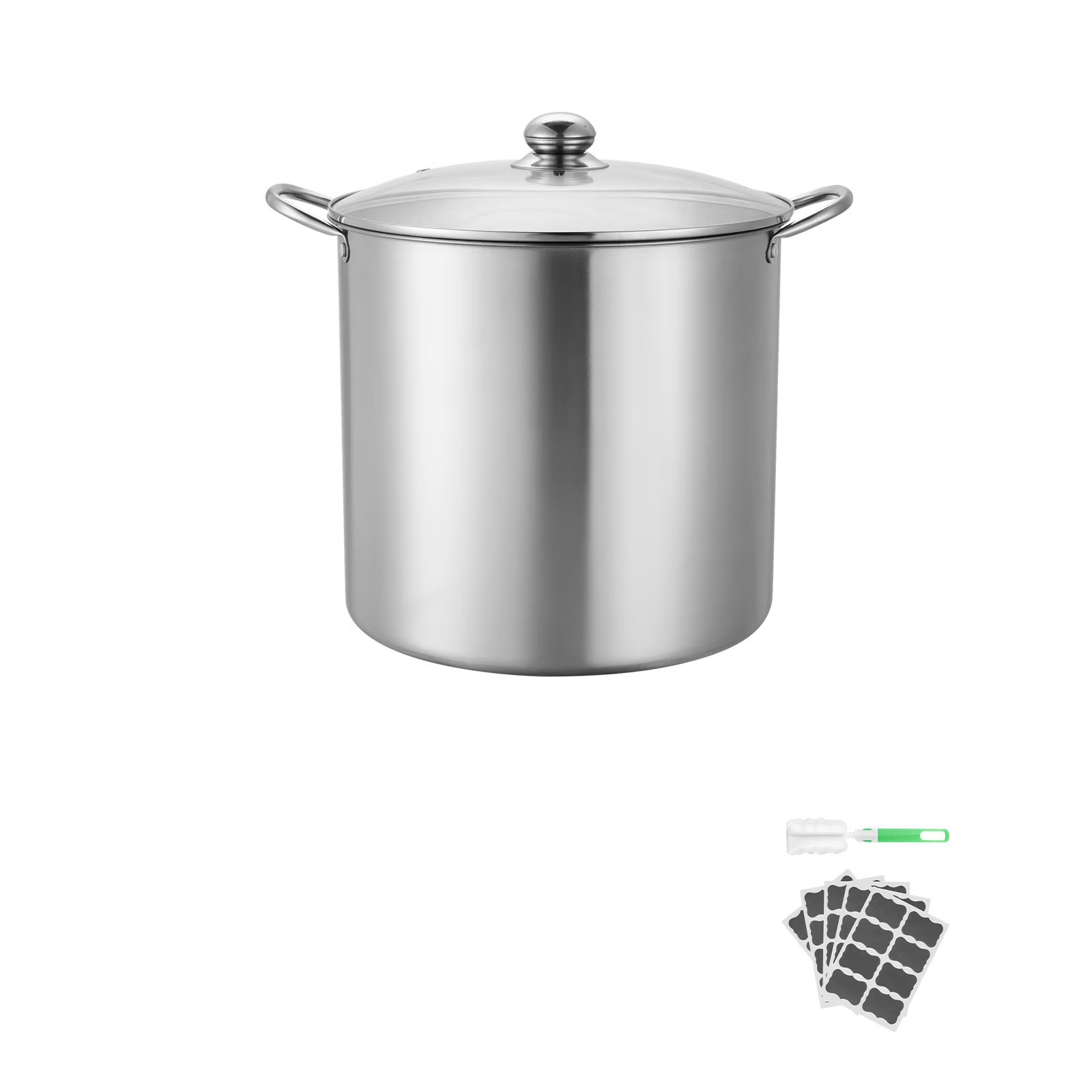21 QT Stainless Steel Canning Pot with Rack and Glass Lid, Dual Handle Waterbath