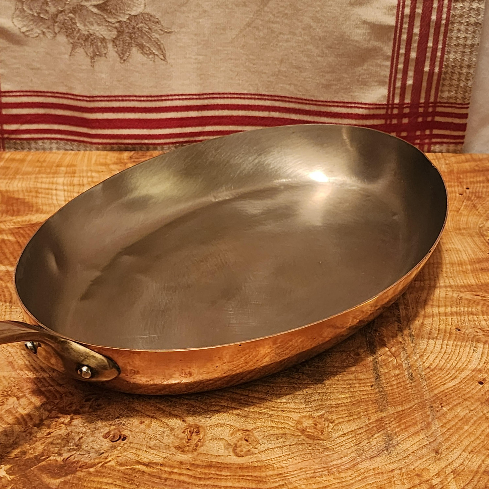 Made In France A.Simon Copper Fish Pan Stainless Steel 13.75×9.25in diameter 3lb