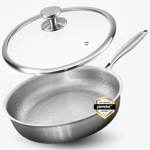 Titanium Pan For Cooking 12″ – Pure, No Coating Non-Stick Titanium Cookware,
