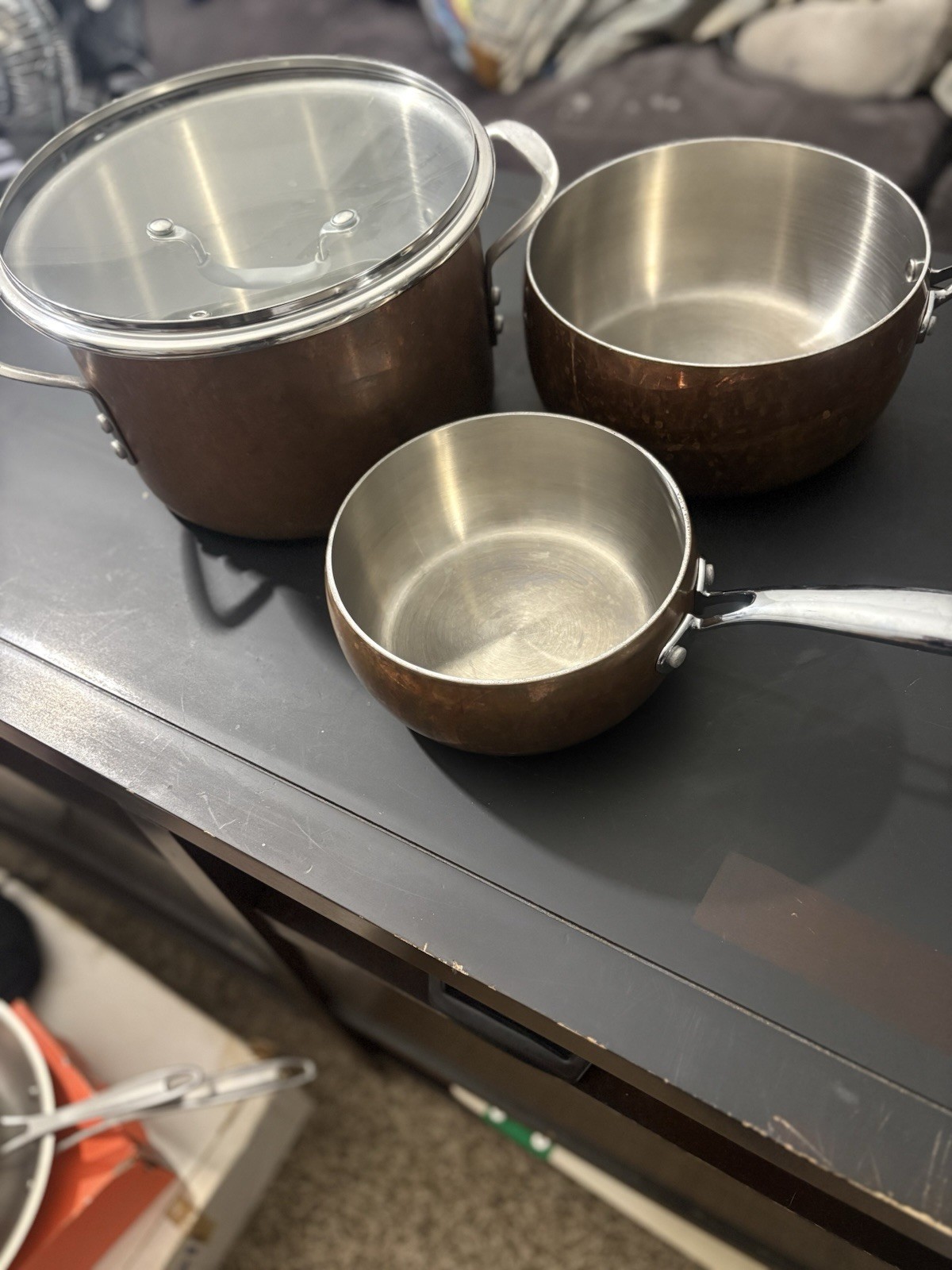 6-Piece Copper Stainless Steel Pan Set w/ Frying Pan, Saucepan, Pot & Lid