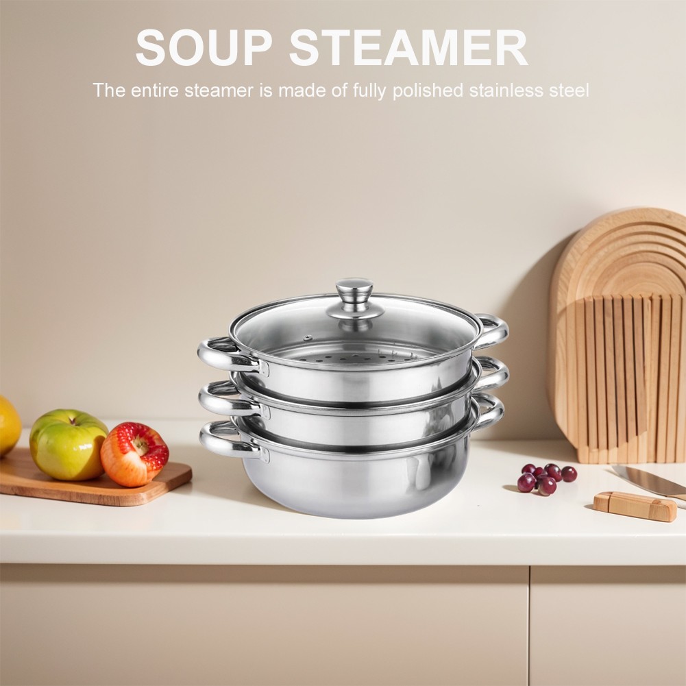 Toque Stainless-Steel Steamer Meat Vegetable Cookware Kitchen Pot Tool 3 Tier US